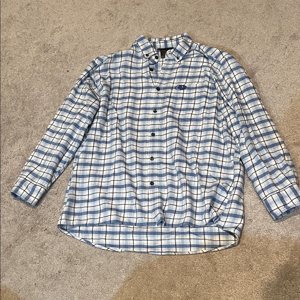 Mossy Oak Blue and White Plaid Casual Shirt